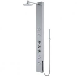 VIGO Ellington 59 in. 4-Jet Shower Panel System with Adjustable Round Shower Head in Stainless Steel