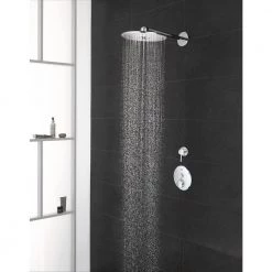 GROHE Euphoria 3-Spray 10 in. Single Ceiling Mount Fixed Rain Shower Head in StarLight Chrome -Bathroom Faucets Store starlight chrome grohe fixed shower heads 26456000 1f 1000