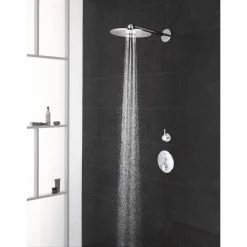 GROHE Euphoria 3-Spray 10 in. Single Ceiling Mount Fixed Rain Shower Head in StarLight Chrome -Bathroom Faucets Store starlight chrome grohe fixed shower heads 26456000 44 1000