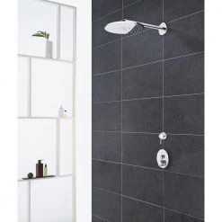 GROHE Euphoria 3-Spray 10 in. Single Ceiling Mount Fixed Rain Shower Head in StarLight Chrome -Bathroom Faucets Store starlight chrome grohe fixed shower heads 26456000 4f 1000