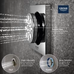 GROHE Rainshower 2-Spray Square Body Jet Spray in StarLight Chrome -Bathroom Faucets Store starlight chrome grohe shower jets 26745000 c3 1000