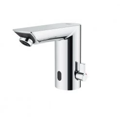 GROHE Bau Cosmopolitan Battery Powered Single Hole Touchless Bathroom Faucet with Temperature Control Lever StarLight Chrome -Bathroom Faucets Store starlight chrome grohe single hole bathroom faucets 36466000 44 1000