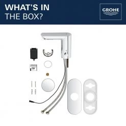 GROHE Bau Cosmopolitan Battery Powered Single Hole Touchless Bathroom Faucet with Temperature Control Lever StarLight Chrome -Bathroom Faucets Store starlight chrome grohe single hole bathroom faucets 36466000 66 1000