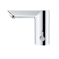 GROHE Bau Cosmopolitan Battery Powered Single Hole Touchless Bathroom Faucet with Temperature Control Lever StarLight Chrome -Bathroom Faucets Store starlight chrome grohe single hole bathroom faucets 36466000 76 1000