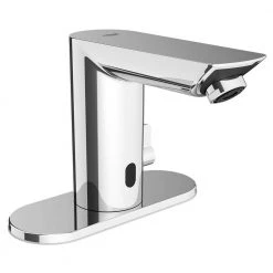 GROHE Bau Cosmopolitan Battery Powered Single Hole Touchless Bathroom Faucet with Temperature Control Lever StarLight Chrome -Bathroom Faucets Store starlight chrome grohe single hole bathroom faucets 36466000 d4 1000