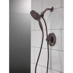Delta In2ition Two-in-One 4-Spray 6 in. Dual Wall Mount Fixed and Handheld Shower Head in Venetian Bronze -Bathroom Faucets Store venetian bronze delta dual shower heads 58499 rb 1f 1000