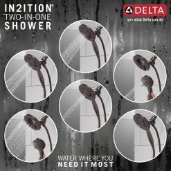 Delta In2ition Two-in-One 4-Spray 6 in. Dual Wall Mount Fixed and Handheld Shower Head in Venetian Bronze -Bathroom Faucets Store venetian bronze delta dual shower heads 58499 rb a0 1000