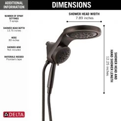 Delta HydroRain Two-in-One 5-Spray 6 in. Dual Wall Mount Fixed and Handheld H2Okinetic Shower Head in Venetian Bronze -Bathroom Faucets Store venetian bronze delta dual shower heads 58680 rb25 40 1000