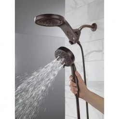 Delta HydroRain Two-in-One 5-Spray 6 in. Dual Wall Mount Fixed and Handheld H2Okinetic Shower Head in Venetian Bronze -Bathroom Faucets Store venetian bronze delta dual shower heads 58680 rb25 44 1000