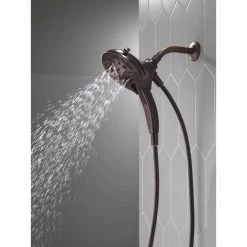 Delta In2ition Two-in-One 5-Spray 6 in. Dual Wall Mount Fixed and Handheld Shower Head in Venetian Bronze -Bathroom Faucets Store venetian bronze delta dual shower heads 75505rb 1f 1000