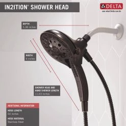 Delta In2ition Two-in-One 5-Spray 6 in. Dual Wall Mount Fixed and Handheld Shower Head in Venetian Bronze -Bathroom Faucets Store venetian bronze delta dual shower heads 75505rb 40 1000