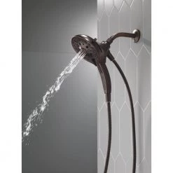 Delta In2ition Two-in-One 5-Spray 6 in. Dual Wall Mount Fixed and Handheld Shower Head in Venetian Bronze -Bathroom Faucets Store venetian bronze delta dual shower heads 75505rb 44 1000