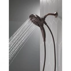 Delta In2ition Two-in-One 5-Spray 6 in. Dual Wall Mount Fixed and Handheld Shower Head in Venetian Bronze -Bathroom Faucets Store venetian bronze delta dual shower heads 75505rb 4f 1000