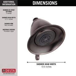 Delta Victorian 3-Spray 5.5 in. Single Wall Mount Fixed Shower Head in Venetian Bronze -Bathroom Faucets Store venetian bronze delta fixed shower heads rp34355rb 40 1000