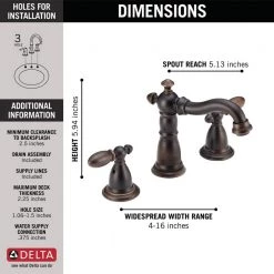 Delta Victorian 8 in. Widespread 2-Handle Bathroom Faucet with Metal Drain Assembly in Venetian Bronze -Bathroom Faucets Store venetian bronze delta widespread bathroom faucets 3555 rbmpu dst 40 1000
