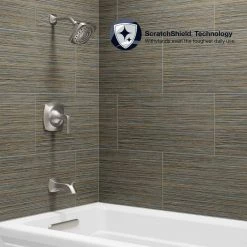 KOHLER Rubicon 1-Handle 3-Spray Wall-Mount Tub and Shower Faucet in Brushed Nickel (Valve Included) -Bathroom Faucets Store vibrant brushed nickel kohler bathtub shower faucet combos r76217 4g bn 66 1000