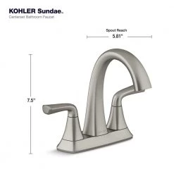 KOHLER Sundae 4 in. Centerset 2-Handles Bathroom Faucet in Vibrant Brushed Nickel -Bathroom Faucets Store vibrant brushed nickel kohler centerset bathroom faucets k r28796 4d bn 31 1000