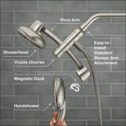 KOHLER Freespin Bellerose 3-Spray Patterns 5.25 in. Wall Mount Dual Shower Heads in Vibrant Brushed Nickel -Bathroom Faucets Store vibrant brushed nickel kohler dual shower heads k r21117 g bn 40 1000