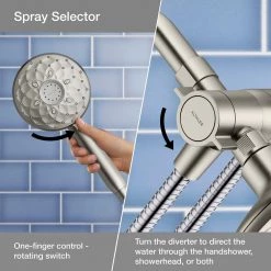 KOHLER Rosewood 6-Spray Patterns 1.75 GPM 4.93 in. Wall Mount Dual Shower Heads in Vibrant Brushed Nickel -Bathroom Faucets Store vibrant brushed nickel kohler dual shower heads k r27216 g bn 1f 1000