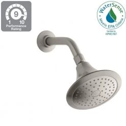 KOHLER Forte 1-Spray 5.5 in. Single Wall Mount Fixed Shower Head in Vibrant Brushed Nickel -Bathroom Faucets Store vibrant brushed nickel kohler fixed shower heads k r10282 e bn 31 1000