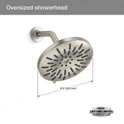 KOHLER Bellerose 3-Spray Patterns 1.75 GPM 8 in. Wall Mount Fixed Shower Head in Vibrant Brushed Nickel -Bathroom Faucets Store vibrant brushed nickel kohler fixed shower heads k r24164 g bn 77 1000