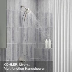 KOHLER Lively 4-Spray Patterns 4.312 in. Wall Mount Handheld Shower Head in Vibrant Brushed Nickel -Bathroom Faucets Store vibrant brushed nickel kohler handheld shower heads k r26822 g bn 40 1000