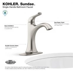 KOHLER Sundae Single Handle Single Hole Bathroom Faucet in Vibrant Brushed Nickel -Bathroom Faucets Store vibrant brushed nickel kohler single hole bathroom faucets k r28795 4d bn 4f 1000