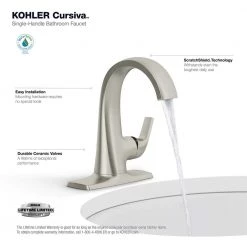 KOHLER Cursiva Single Hole Single-Handle Bathroom Faucet in Vibrant Brushed Nickel -Bathroom Faucets Store vibrant brushed nickel kohler single hole bathroom faucets k r30577 4d bn a0 1000