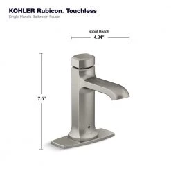 KOHLER Rubicon Battery Powered Touchless Single Hole Bathroom Faucet in Vibrant Brushed Nickel -Bathroom Faucets Store vibrant brushed nickel kohler single hole bathroom faucets k r32928 4d bn 31 1000