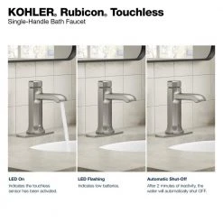 KOHLER Rubicon Battery Powered Touchless Single Hole Bathroom Faucet in Vibrant Brushed Nickel -Bathroom Faucets Store vibrant brushed nickel kohler single hole bathroom faucets k r32928 4d bn 76 1000