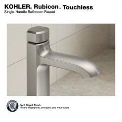 KOHLER Rubicon Battery Powered Touchless Single Hole Bathroom Faucet in Vibrant Brushed Nickel -Bathroom Faucets Store vibrant brushed nickel kohler single hole bathroom faucets k r32928 4d bn 77 1000