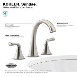 KOHLER Sundae 8 in. Widespread 2-Handles Bathroom Faucet in Vibrant Brushed Nickel -Bathroom Faucets Store vibrant brushed nickel kohler widespread bathroom faucets k r28797 4d bn 4f 1000