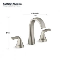 KOHLER Cursiva 8 in. Widespread 2-Handle Bathroom Faucet in Vibrant Brushed Nickel -Bathroom Faucets Store vibrant brushed nickel kohler widespread bathroom faucets k r30579 4d bn 40 1000