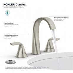 KOHLER Cursiva 8 in. Widespread 2-Handle Bathroom Faucet in Vibrant Brushed Nickel -Bathroom Faucets Store vibrant brushed nickel kohler widespread bathroom faucets k r30579 4d bn a0 1000
