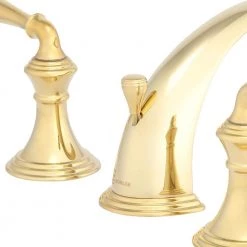 KOHLER Devonshire 8 in. Widespread 2-Handle Low-Arc Bathroom Faucet in Vibrant Polished Brass -Bathroom Faucets Store vibrant polished brass kohler widespread bathroom faucets k 394 4 pb 66 1000