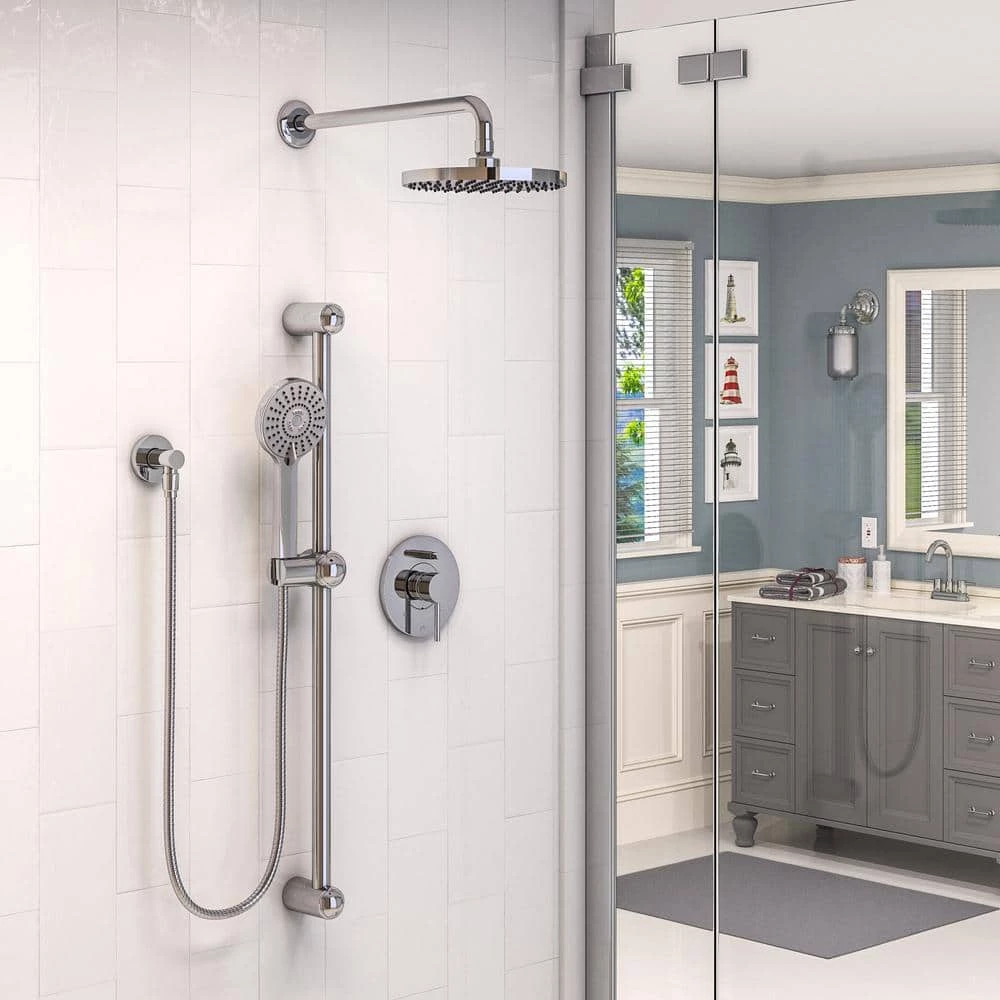 KEENEY Belanger 1-Spray Round Hand Shower and Showerhead from Wall Combo Kit with Slide Bar and Valve in Polished Chrome 8 KEENEY Belanger 1-Spray Round Hand Shower and Showerhead from Wall Combo Kit with Slide Bar and Valve in Polished Chrome - Image 8