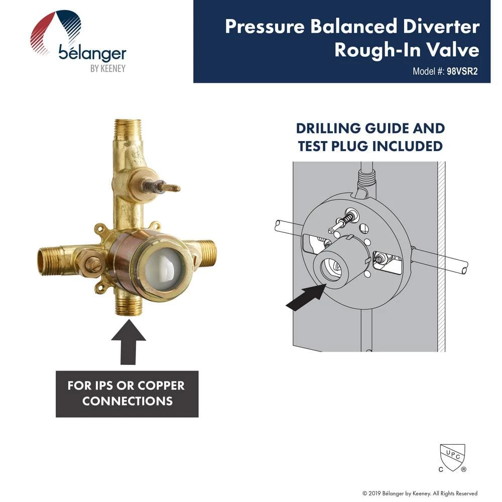 KEENEY Belanger 1-Spray Round Hand Shower and Showerhead from Wall Combo Kit with Slide Bar and Valve in Polished Chrome 5 KEENEY Belanger 1-Spray Round Hand Shower and Showerhead from Wall Combo Kit with Slide Bar and Valve in Polished Chrome - Image 5