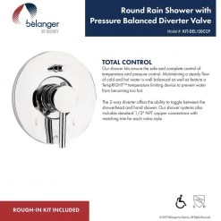 KEENEY Belanger 1-Spray Round Hand Shower and Showerhead from Wall Combo Kit with Slide Bar and Valve in Polished Chrome 10 KEENEY Belanger 1-Spray Round Hand Shower and Showerhead from Wall Combo Kit with Slide Bar and Valve in Polished Chrome -Bathroom Faucets Store wall keeney wall bar shower kits kit del130ccp 4f 1000