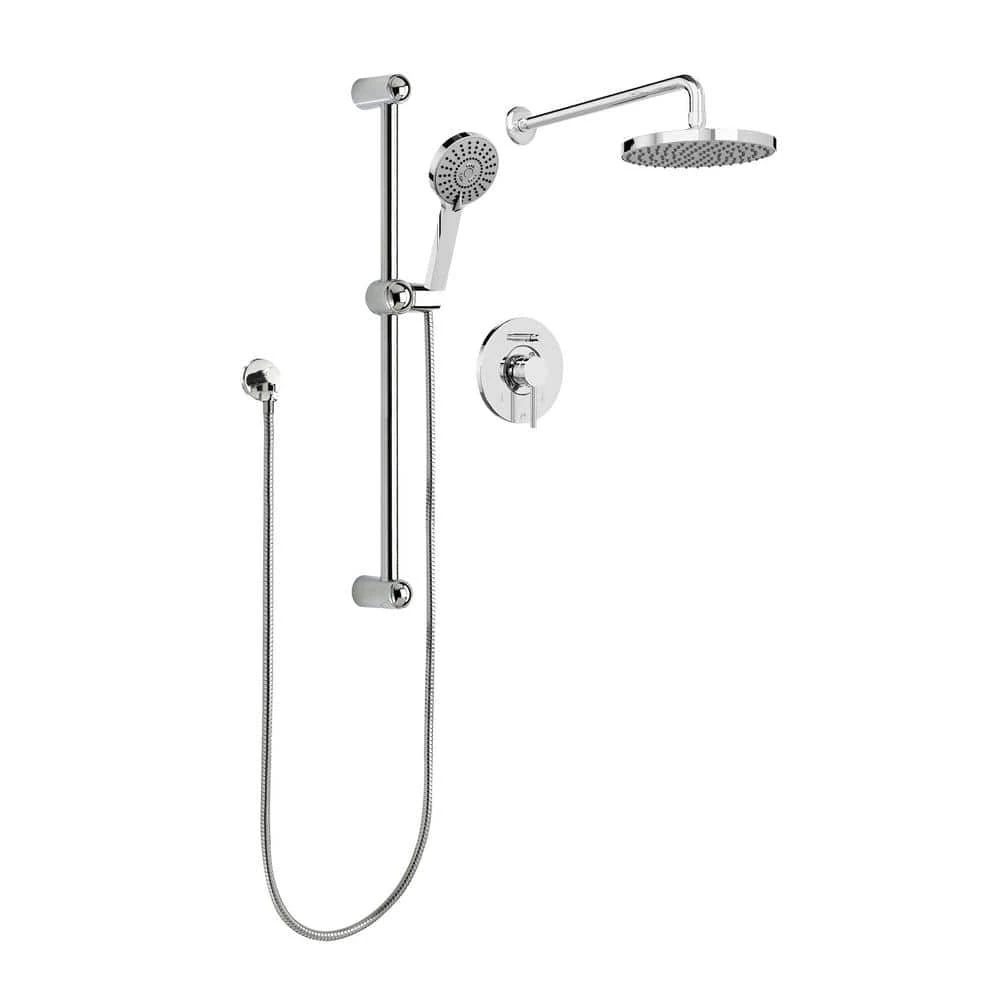 KEENEY Belanger 1-Spray Round Hand Shower and Showerhead from Wall Combo Kit with Slide Bar and Valve in Polished Chrome 1 KEENEY Belanger 1-Spray Round Hand Shower and Showerhead from Wall Combo Kit with Slide Bar and Valve in Polished Chrome