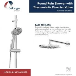 KEENEY Belanger 1-Spray Round Hand Shower and Showerhead from Wall Combo Kit with Slide Bar and Valve in Polished Chrome 11 KEENEY Belanger 1-Spray Round Hand Shower and Showerhead from Wall Combo Kit with Slide Bar and Valve in Polished Chrome -Bathroom Faucets Store wall keeney wall bar shower kits kit uni140tscp 1f 1000