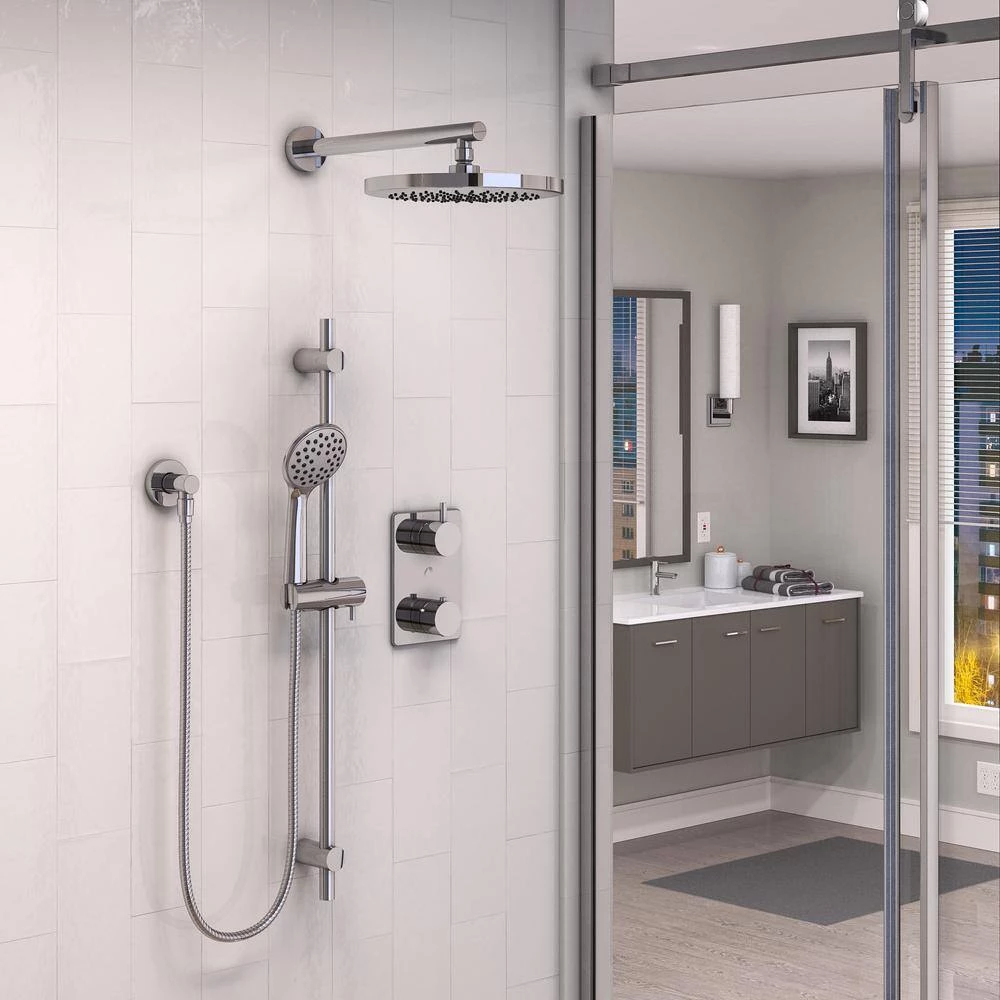 KEENEY Belanger 1-Spray Round Hand Shower and Showerhead from Wall Combo Kit with Slide Bar and Valve in Polished Chrome 8 KEENEY Belanger 1-Spray Round Hand Shower and Showerhead from Wall Combo Kit with Slide Bar and Valve in Polished Chrome - Image 8