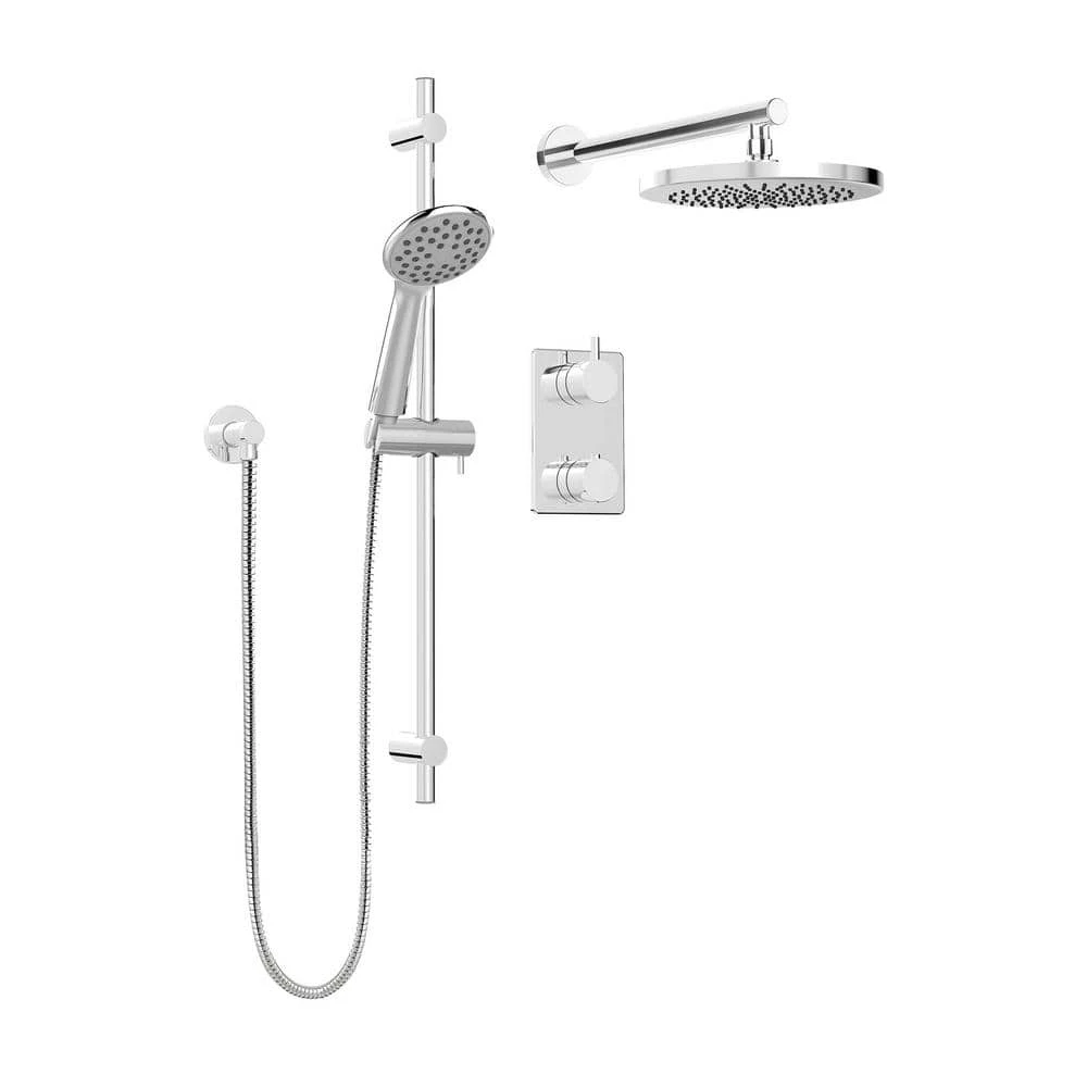 KEENEY Belanger 1-Spray Round Hand Shower and Showerhead from Wall Combo Kit with Slide Bar and Valve in Polished Chrome 1 KEENEY Belanger 1-Spray Round Hand Shower and Showerhead from Wall Combo Kit with Slide Bar and Valve in Polished Chrome