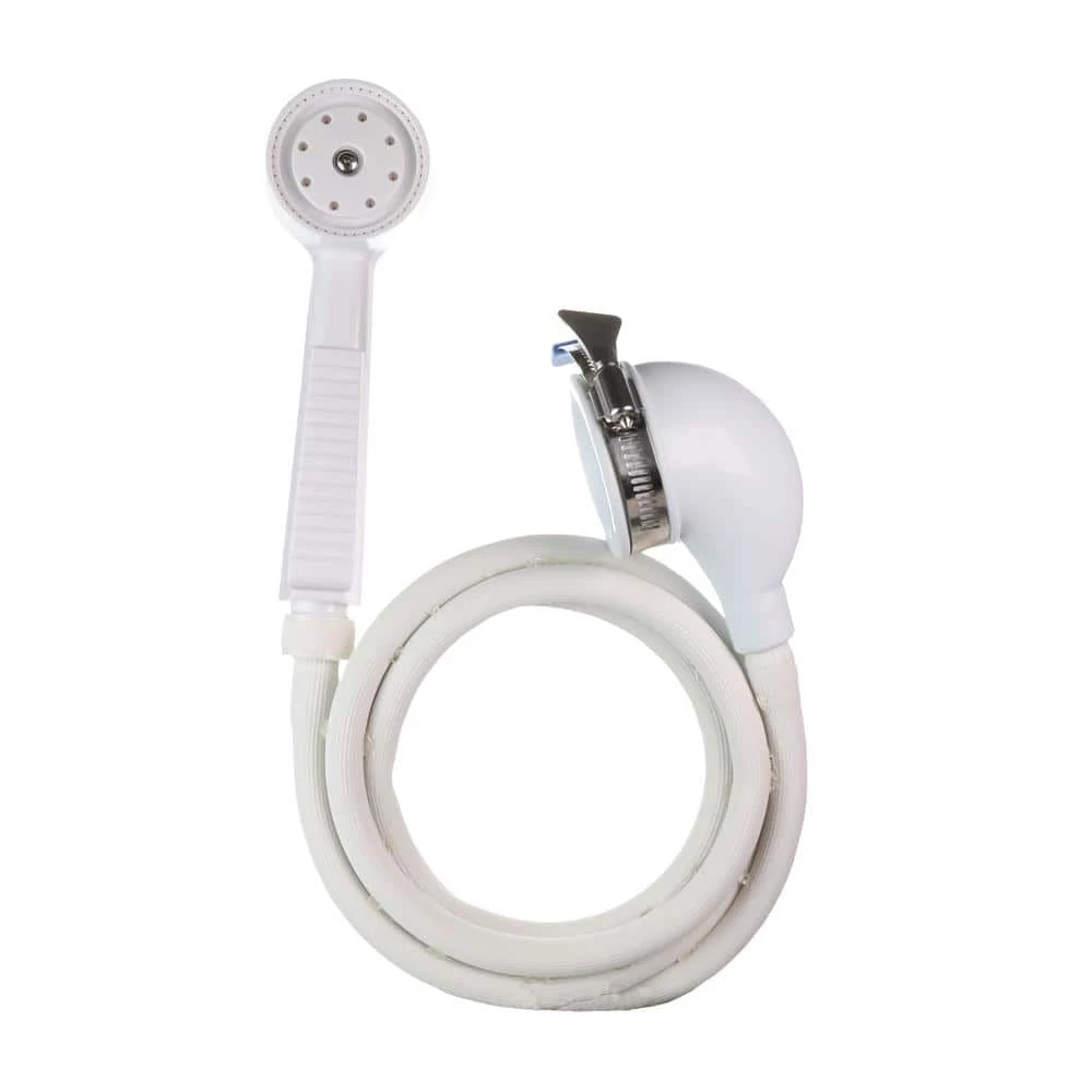 DANCO Versa Spray 1-Spray Portable 2 in. Freestanding Handheld Shower Head Sprayer for Bathtubs without Diverter in White 1 DANCO Versa Spray 1-Spray Portable 2 in. Freestanding Handheld Shower Head Sprayer for Bathtubs without Diverter in White