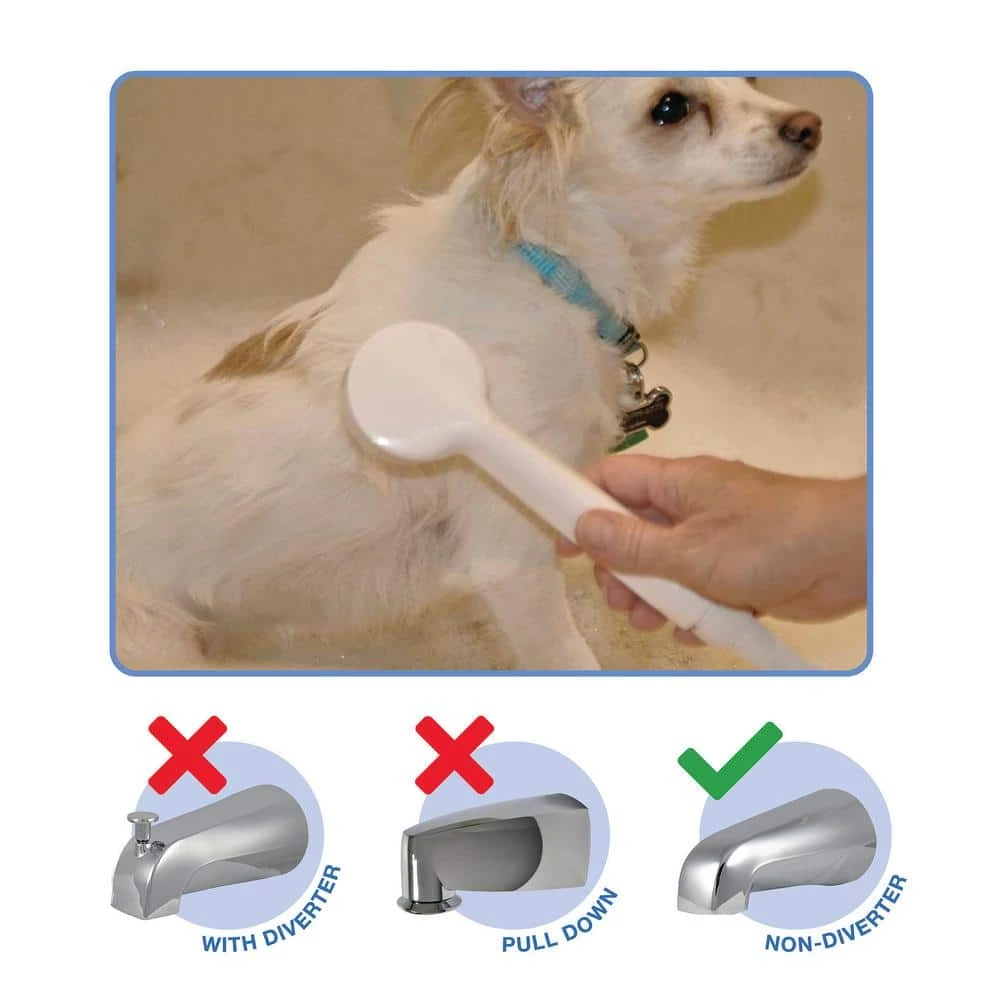 DANCO Versa Spray 1-Spray Portable 2 in. Freestanding Handheld Shower Head Sprayer for Bathtubs without Diverter in White 6 DANCO Versa Spray 1-Spray Portable 2 in. Freestanding Handheld Shower Head Sprayer for Bathtubs without Diverter in White - Image 6