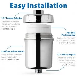 ISPRING 15-Stage Shower Filter Replacement Cartridge, Improves Conditions of Skin, Hair, and Nails, White 14 ISPRING 15-Stage Shower Filter Replacement Cartridge, Improves Conditions of Skin, Hair, and Nails, White -Bathroom Faucets Store white ispring showerhead filters fsf1 fa 1000