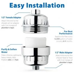 ISPRING Universal 15-Stage Shower Filter Replacement Cartridge, Better Skin, Hair, and Nails, White 14 ISPRING Universal 15-Stage Shower Filter Replacement Cartridge, Better Skin, Hair, and Nails, White -Bathroom Faucets Store white ispring showerhead filters fsf2 fa 1000