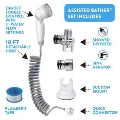 RINSE ACE 3-Spray Single Freestanding Handheld Adjustable Shower Head in White -Bathroom Faucets Store white rinse ace handheld shower heads 94566 4f 1000